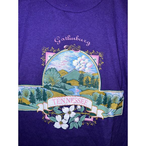 Vintage Tennessee Shirt Gatlinburg Purple Mountain Graphic Tee 90s Small - Picture 2 of 11